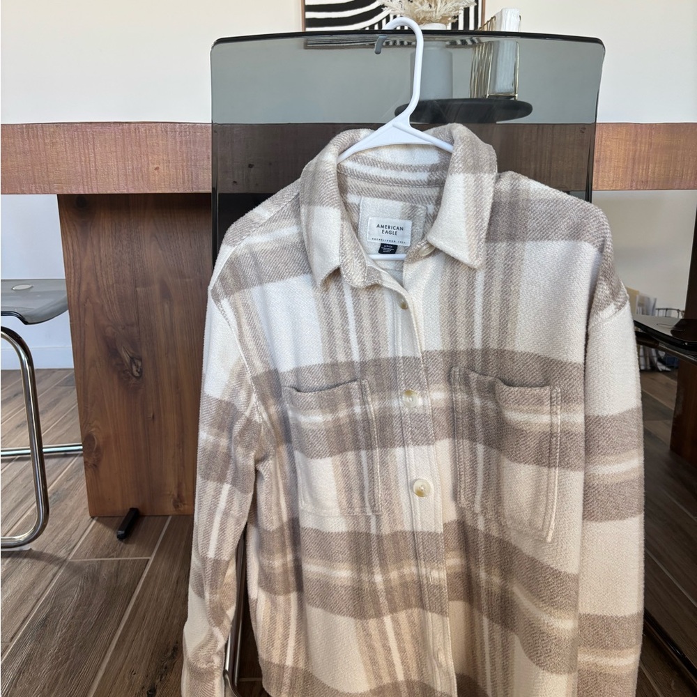 American Eagle Outfitters Women's Cream and Brown Cardigan